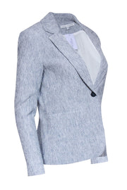 Current Boutique-Donna Degnan - Blue & White Mix Textured Single Button Blazer Sz 4