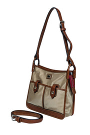 Current Boutique-Dooney & Bourke - Beige Nylon Shoulder Bag w/ Leather Trims