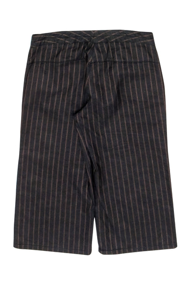 Current Boutique-Dries Van Noten - Black & Brown Pinstripe Cropped Pants Sz 6