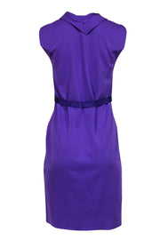 Current Boutique-EIie Tahari - Purple Sleeveless Silk Blend Ruffle Front Dress Sz 4