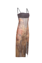 Current Boutique-ELLIS - Orange & Taupe Mesh Tank Dress Sz S