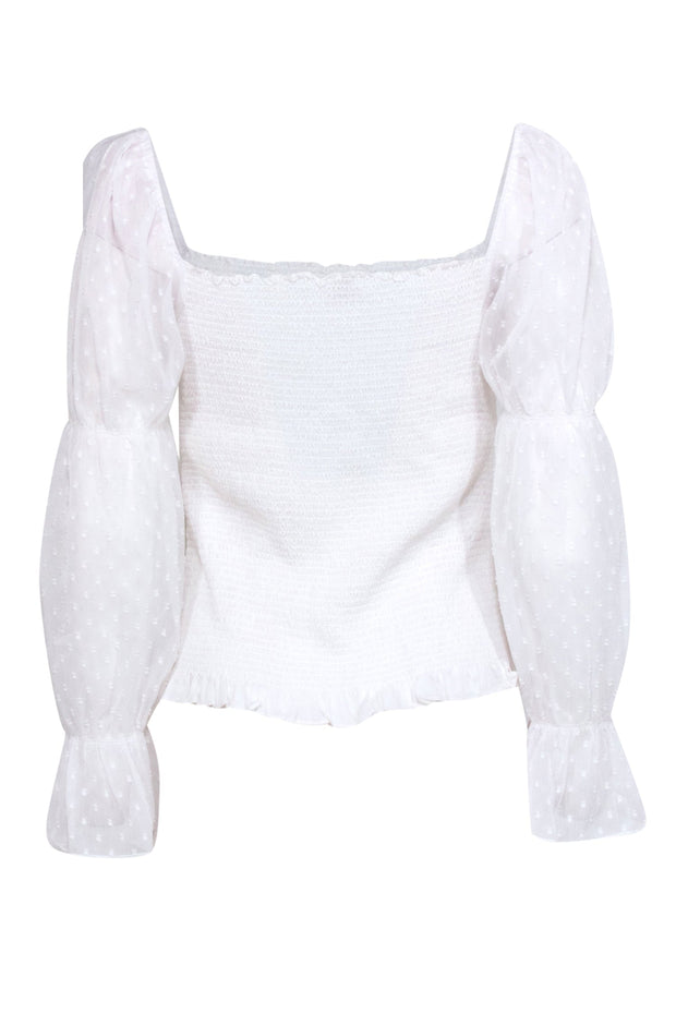 Current Boutique-Ecru - White Textured Smocked Long Sleeve Top Sz M