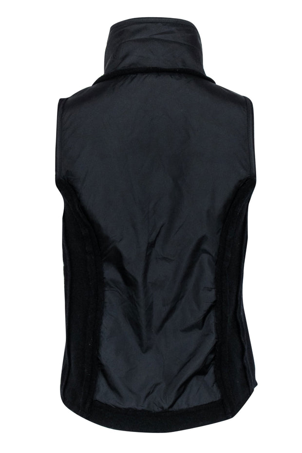 Current Boutique-Eileen Fisher - Black Wool & Nylon Vest w/ Stand Collar Sz XXS