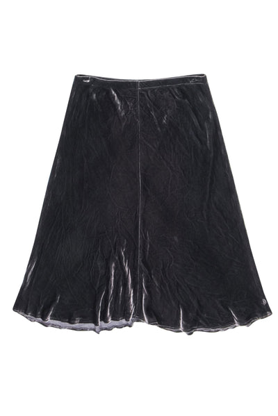 Current Boutique-Eileen Fisher - Dark Grey Velvet Midi Skirt Sz S