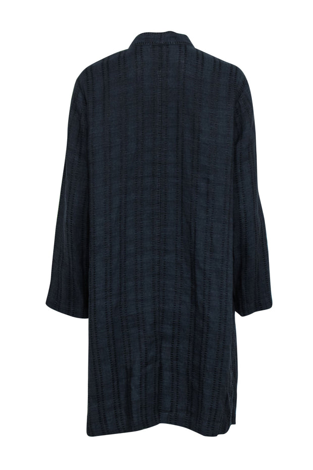 Current Boutique-Eileen Fisher - Navy & Black Textured Open Duster Sz LP