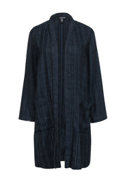 Current Boutique-Eileen Fisher - Navy & Black Textured Open Duster Sz LP