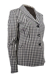 Current Boutique-Elie Tahari - Black & White Gingham Print Cotton Blazer Sz 6