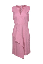 Current Boutique-Elie Tahari - Blush Pink Asymmetrical Ruffled Fit & Flare Dress Sz 6