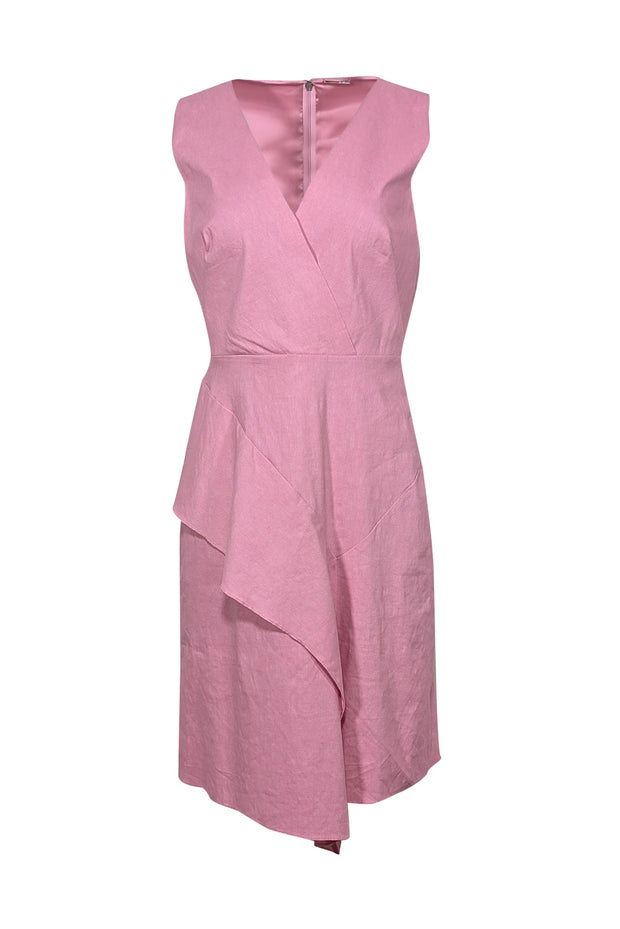 Current Boutique-Elie Tahari - Blush Pink Asymmetrical Ruffled Fit & Flare Dress Sz 6