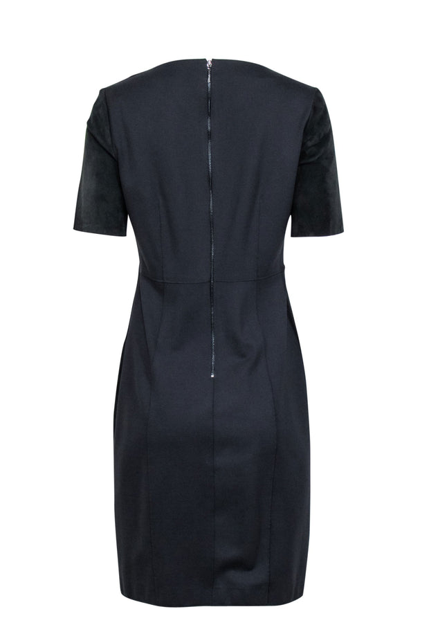 Current Boutique-Elie Tahari - Charcoal Grey Suede Front Shift Dress Sz 8