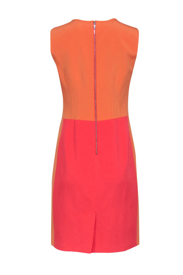 Current Boutique-Elie Tahari - Coral & Light Orange Color Block Sleeveless Dress Sz 8