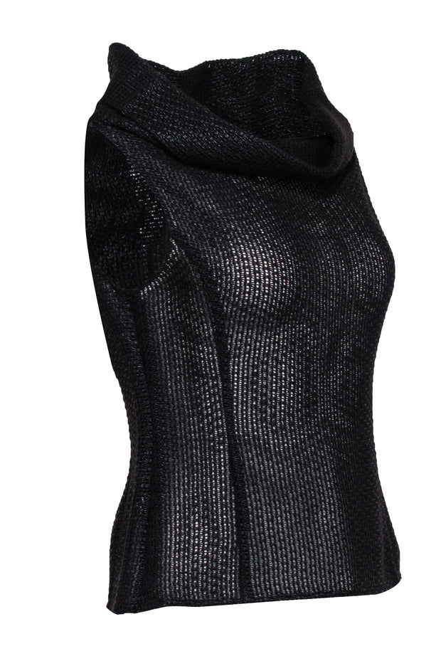 Current Boutique-Elie Tahari - Dark Brown Knit Sleeveless Off The Shoulder Top Sz S