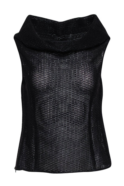 Current Boutique-Elie Tahari - Dark Brown Knit Sleeveless Off The Shoulder Top Sz S