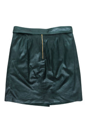 Current Boutique-Elie Tahari - Forrest Green Lamb Leather Skirt w/ Tie Sz 8