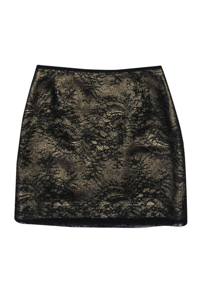 Current Boutique-Elie Tahari - Gold & Black Lace Skirt Sz 4