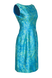 Current Boutique-Elie Tahari - Iridescent Teal and Green Sleeveless Sheath Dress w/ Snake Print Sz 6