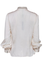 Current Boutique-Elie Tahari - Ivory Silk Blend Button Front Long Sleeve Blouse Sz M