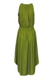 Current Boutique-Elie Tahari - Pea Green Sleeveless Satin Midi Dress Sz S