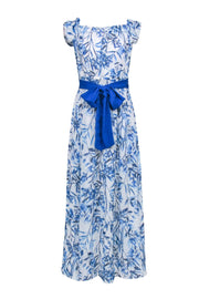 Current Boutique-Eliza J - Blue & White Floral Print Off The Shoulder Maxi Dress Sz 8