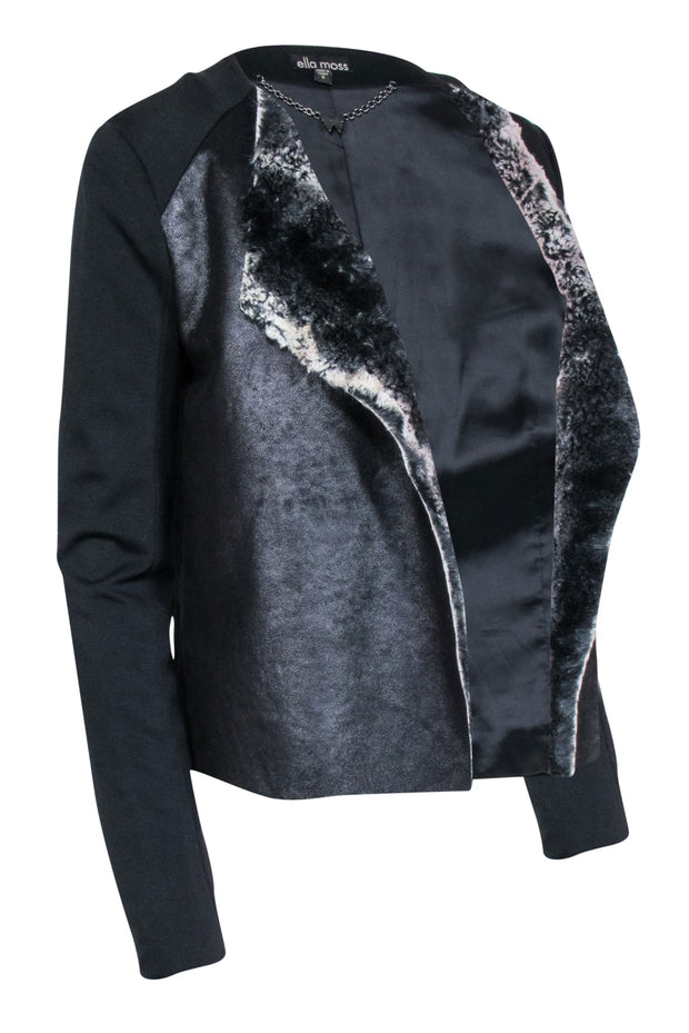 Current Boutique-Ella Moss - Black w/Faux Fur Front Jacket Sz S