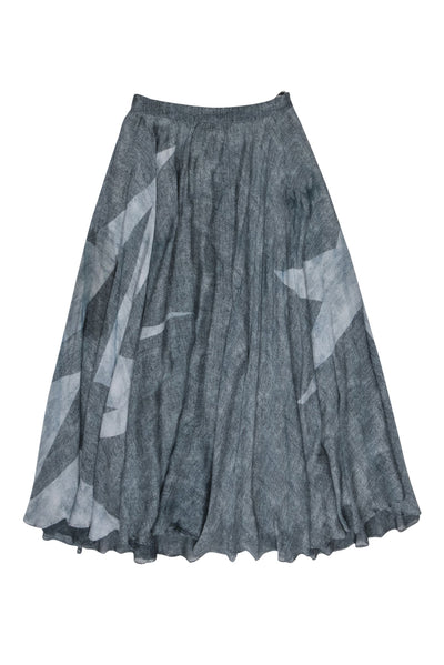 Current Boutique-Elle Sasson - Blue Printed Silk Maxi Skirt Sz 4