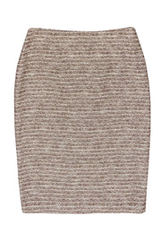 Current Boutique-Ellen Tracy - Cream, Brown & Gold Textured Knit Skirt Sz 4