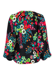 Current Boutique-Emanuel Ungaro - Black & Multi Color Floral Blouse Sz XS