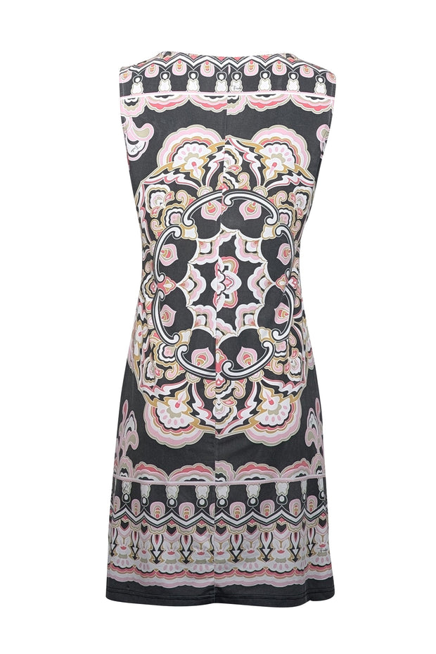 Current Boutique-Emilio Pucci - Grey, Pink, & White Print Sleeveless Shift Dress Sz 6