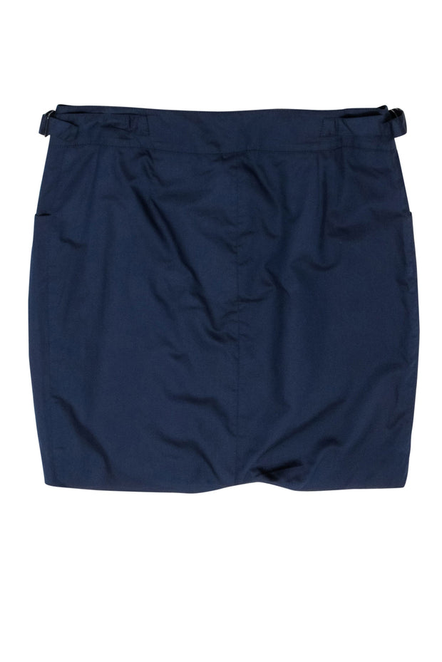 Current Boutique-Emilio Pucci - Navy Blue Mini Skirt w/ Buckle Detail Sz 10