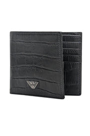 Current Boutique-Emporio Armani - Black Croc Embossed Leather Wallet