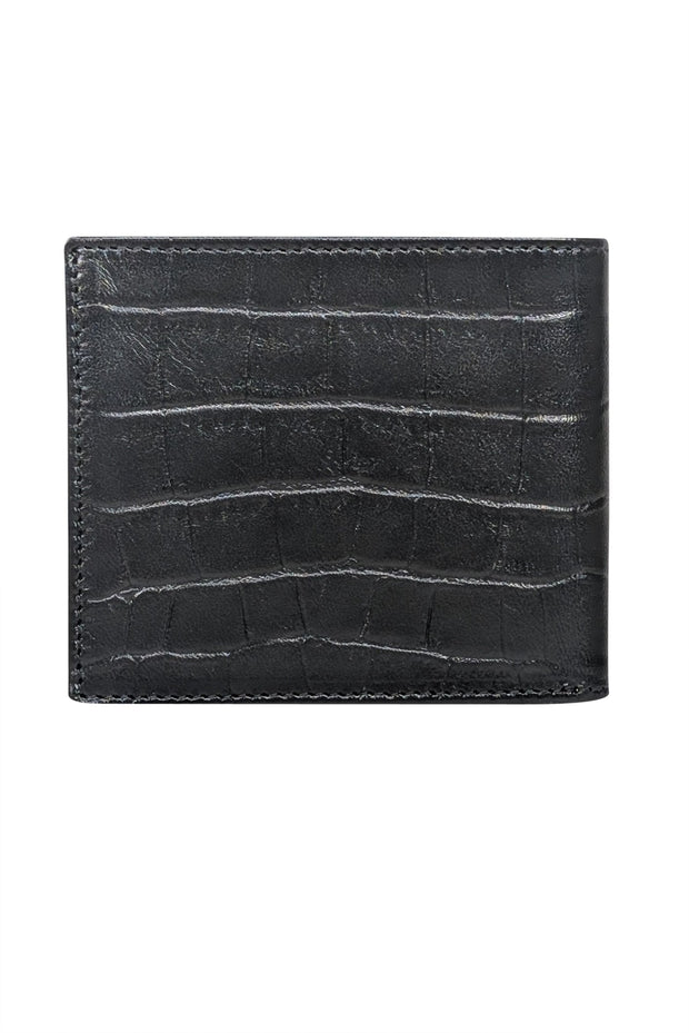 Current Boutique-Emporio Armani - Black Croc Embossed Leather Wallet