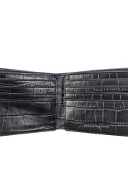 Current Boutique-Emporio Armani - Black Croc Embossed Leather Wallet