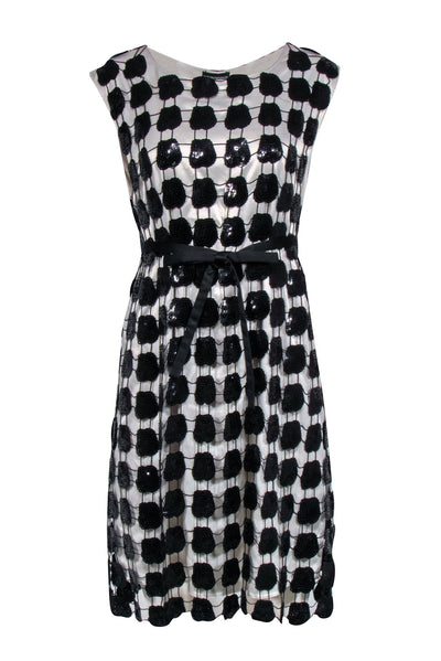 Current Boutique-Emporio Armani - Black Sequin Crochet Dress w/ Beige Slip Sz S