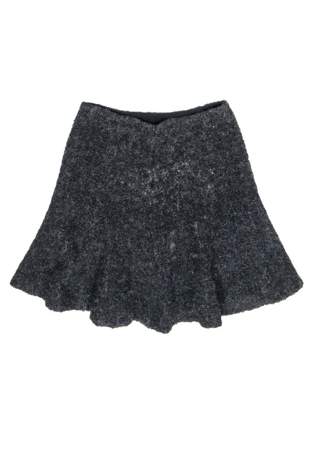 Current Boutique-Emporio Armani - Dark Grey Textured Ruffle Knee Length Skirt Sz 6