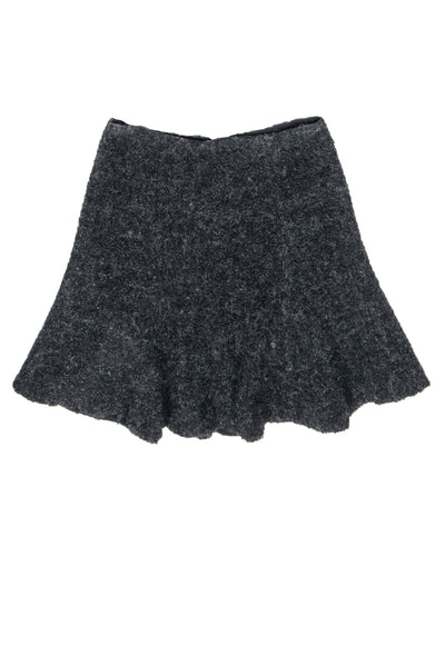 Current Boutique-Emporio Armani - Dark Grey Textured Ruffle Knee Length Skirt Sz 6