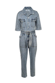 Current Boutique-Ena Pelly - Medium Wash Denim Short Sleeve Jumpsuit Sz 6