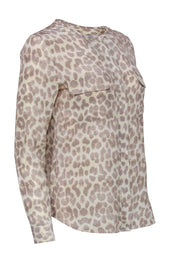 Current Boutique-Equipment - Beige & Cream Leopard Print Long Sleeve Top Sz S