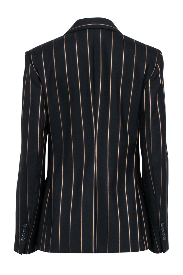 Current Boutique-Equipment - Black & Gold Pinstriped Double Breasted Blazer Sz 6