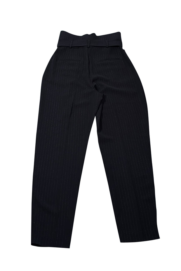 Current Boutique-Equipment - Black High Rise Belted Pants w/ Metallic Stripes Sz 8