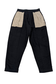 Current Boutique-Equipment - Black Linen Trousers w/ Beige Pockets Sz 8