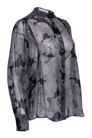 Current Boutique-Equipment - Black & White Abstract Print Sheer "Chayce" Blouse Sz S