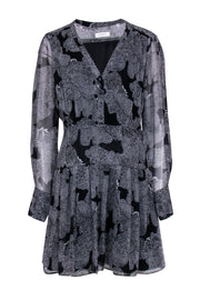 Current Boutique-Equipment - Black & White Long Sleeve Abstract Print Dress Sz 6