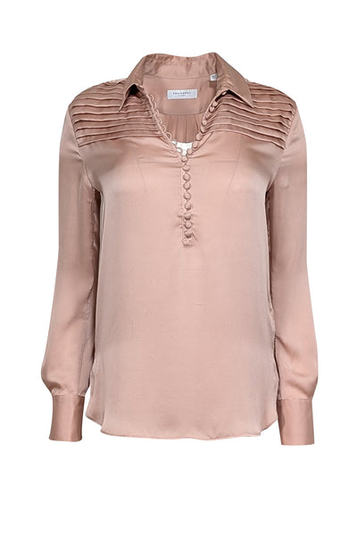 Current Boutique-Equipment - Dusty Rose Pleated Satin Blouse Sz XS