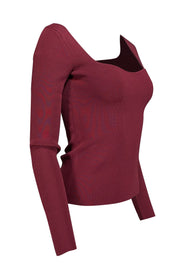 Current Boutique-Equipment - Maroon Knit Square Neckline Top Sz S