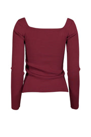 Current Boutique-Equipment - Maroon Knit Square Neckline Top Sz S