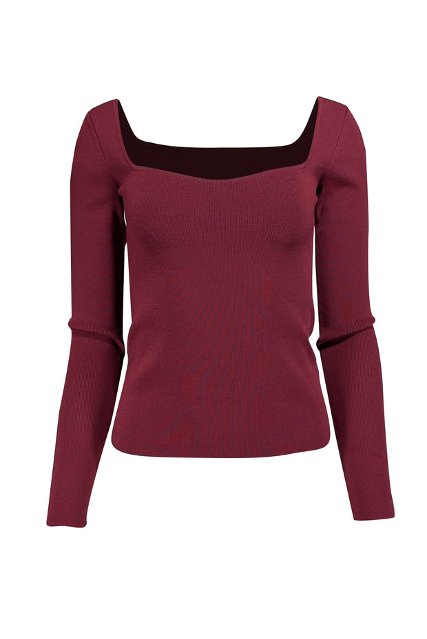 Current Boutique-Equipment - Maroon Knit Square Neckline Top Sz S