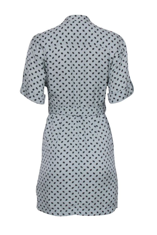 Current Boutique-Equipment - Mint & Black Printed Mini Short Sleeve Shirt Dress Sz 0