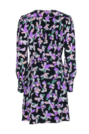 Current Boutique-Equipment - Navy, Lavender, & Green Print Silk Dress Sz 8