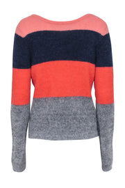 Current Boutique-Equipment - Orange, Navy, & Grey Color Block Alpaca Blend Sweater Sz S