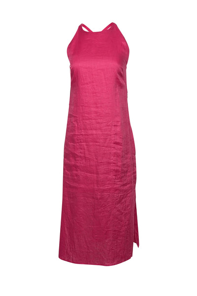 Current Boutique-Equipment - Pink Linen Tie-Back Midi Dress Sz 6